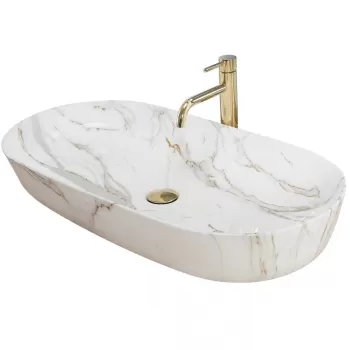 Lavoar Cleo Alb Shiny Aiax ceramica sanitara - 81 cm imagine