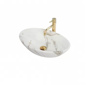 Lavoar Pamela Shiny Marmura ceramica sanitara - 53 cm imagine