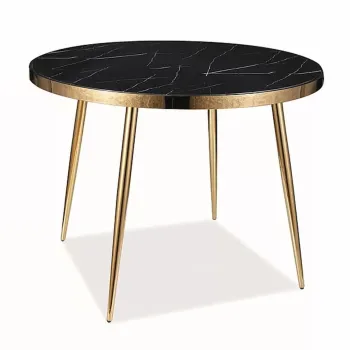 Masa Calvin marmura neagra/auriu o100 cm imagine