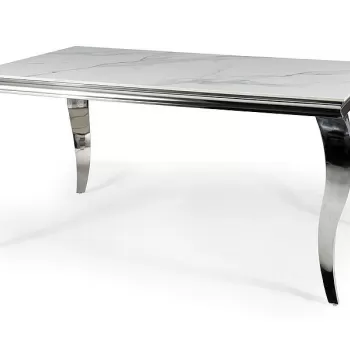 Masa Ceramica Calacatta Prince alb/crom - l90 x L150 x h75 cm imagine