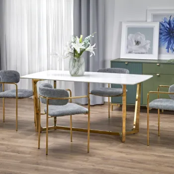 Masa Clemente alb/gold L160 x l90 x H76 imagine