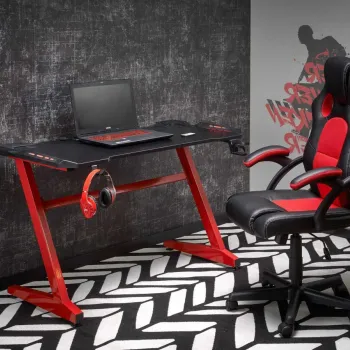 Masa de birou B49 negru/rosu L122 cm imagine