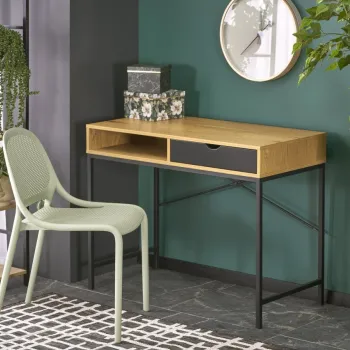 Masa de birou B50 natur/negru L95 cm imagine