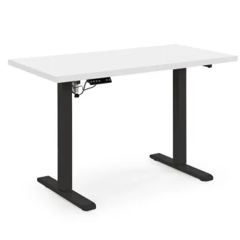 Masa de birou cu functie de reglare a inaltimii B54 alb/negru L120 cm imagine