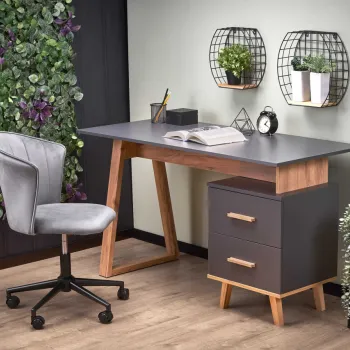 Masa de birou Sergio antracit/stejar wotan imagine