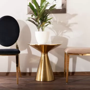 Masa de cafea Aries alb/auriu - d50 x h53 cm imagine