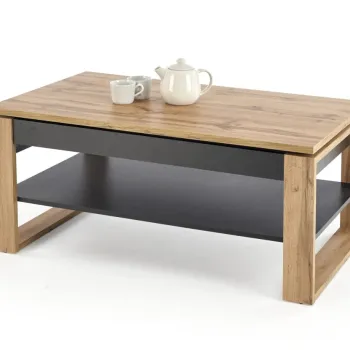 Masa de cafea Betty stejar artizan/negru cu blat rabatabil L114 cm imagine