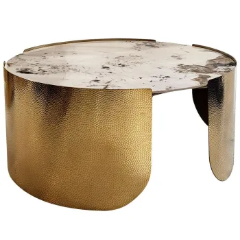 Masa de cafea Coccodrillo L marmura alba/auriu o90/h42 cm imagine