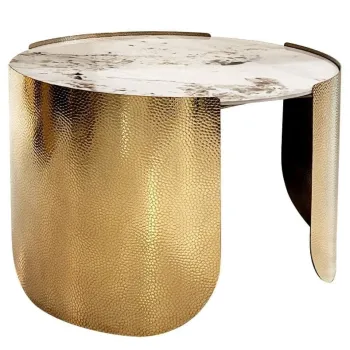 Masa de cafea Coccodrillo M marmura alba/auriu o70/h48 cm imagine