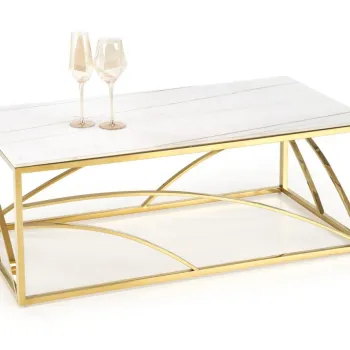 Masa de cafea dreptunghiulara Universe 2 marmura alba/auriu L120 cm imagine