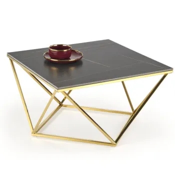 Masa de cafea Felicia marmura neagra/auriu L80 cm imagine