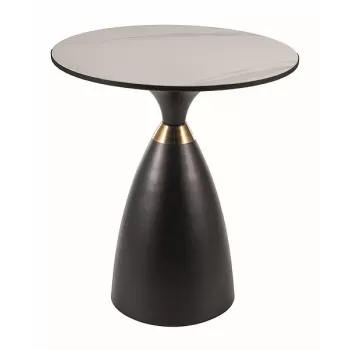 Masa de cafea Gemini marmura alba/negru/auriu - d50 x h56 cm imagine