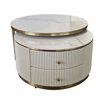 Masa de cafea Luis alb/marmura alba/auriu o80/h41 cm imagine