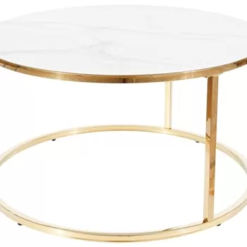 Masa de cafea Sabine Marmura Alba/Gold- H45 imagine