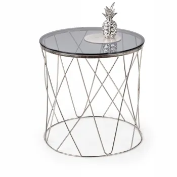 Masa de cafea Selena sticla fumurie/argintiu o55xh55 cm imagine