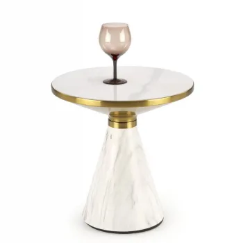 Masa de cafea Talbi marmura alba/alb/auriu o50/h52 cm imagine