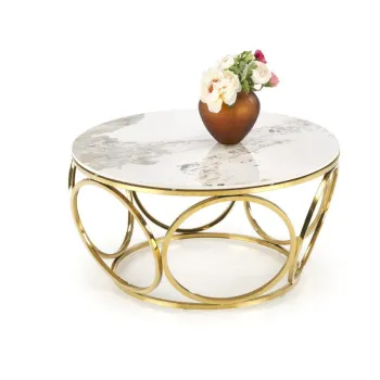 Masa de cafea Venus 2 marmura alba/auriu o80/h44 cm imagine