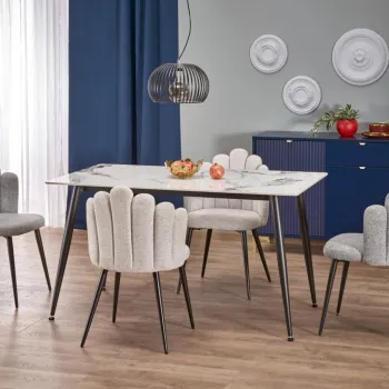 Masa Emilio L120 marmura alba/negru imagine