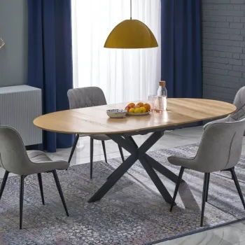 Masa extensibila Acord natur/negru L120-200 cm imagine