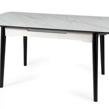 Masa extensibila Apollo Ceramica marmura alba/negru mat - L120-160 cm imagine