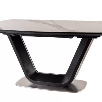 Masa extensibila Armani Ceramic marmura alba / negru mat - L160-220 cm imagine