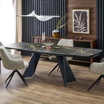 Masa extensibila Armani marmura neagra/negru L165-241 cm imagine