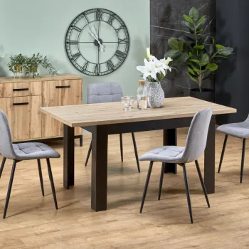 Masa extensibila Bagio stejar artizan/negru L120-160 cm imagine