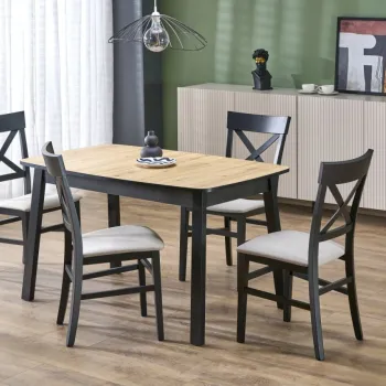 Masa extensibila Barril stejar artizan/negru L130-170 cm imagine