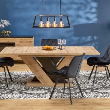 Masa extensibila Brandon stejar wotan/negru L160-200 cm imagine