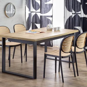 Masa extensibila Candido stejar wotan/negru L160-310 cm imagine