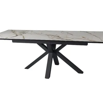 Masa extensibila Columbus Ceramic alb AMBER BIANCO/negru L160-240 cm imagine