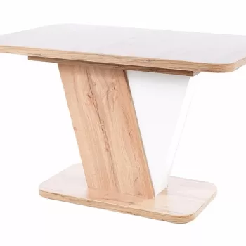 Masa extensibila Crocus Alb/Stejar - L120-160 cm imagine
