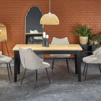 Masa extensibila Edmondo stejar natur/negru L160-240 cm imagine