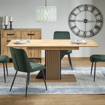 Masa extensibila Fabiano stejar wotan/negru L130-175 cm imagine