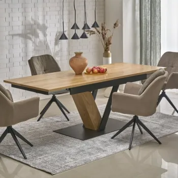 Masa extensibila Fanis natur/negru L160-220 cm imagine