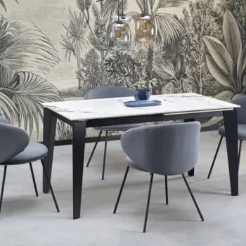 Masa extensibila Felix marmura alba/negru L141-201 cm imagine