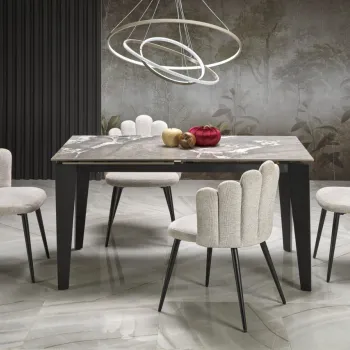 Masa extensibila Felix marmura gri/negru L141-201 cm imagine