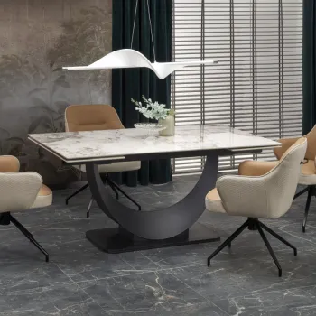 Masa extensibila Fernando marmura alba/negru L160-240 cm imagine