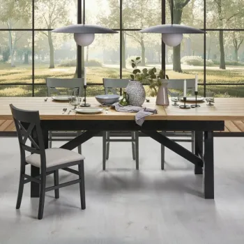 Masa extensibila Fiesta stejar natur/negru L200-280 cm imagine