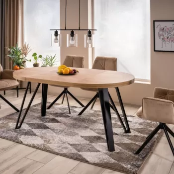 Masa extensibila Galaxy stejar artizan/negru - L100-168 cm imagine