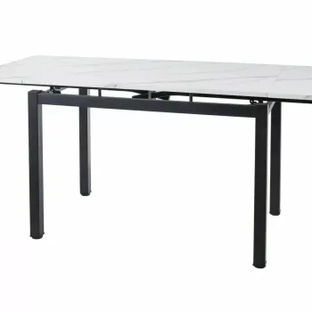 Masa extensibila GD017 marmura alba/negru mat L110-170xl74 cm imagine