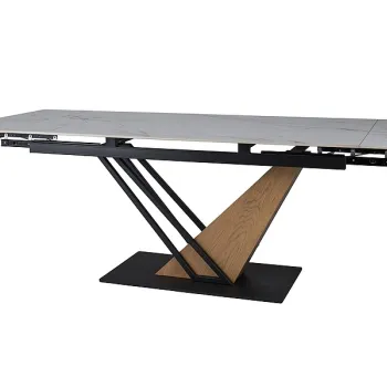 Masa extensibila Genesis alb/stejar L180-240 cm imagine