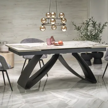 Masa extensibila Hilario marmura bej/negru -L180-260 x l90 x H75 imagine