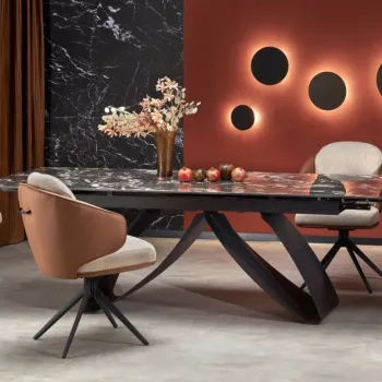 Masa extensibila Hilario marmura neagra/negru -L180-260 x l90 x H75 imagine