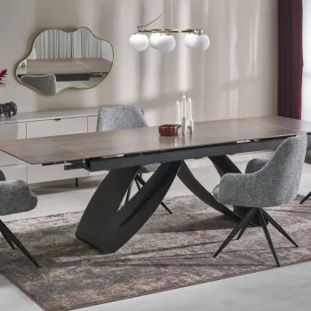 Masa extensibila Hilario nuc/negru L180-260 cm imagine