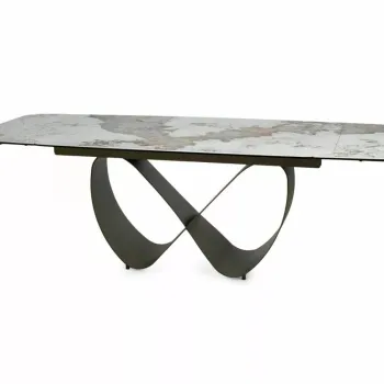 Masa extensibila Infinity Ceramic alb lucios/cupru L160-240xl95 cm imagine