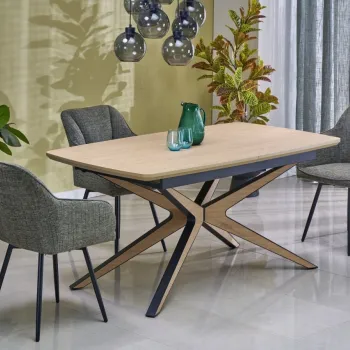 Masa extensibila James natur/negru L160-220 cm imagine