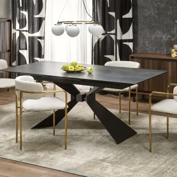 Masa extensibila Luciano marmura albastra/negru L180-230 cm imagine