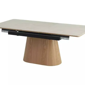 Masa extensibila Monaco travertin bej/stejar L160-200xl90 cm imagine