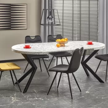 Masa extensibila Peroni marmura alba/negru - L100-250 cm imagine